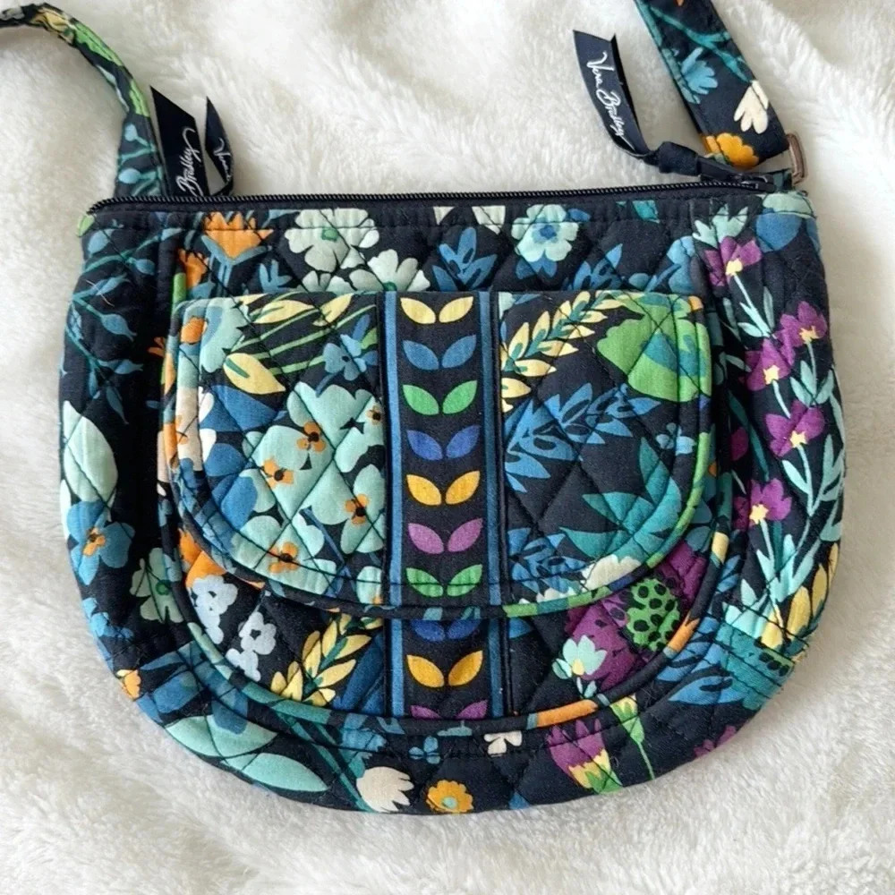 Vera Bradley Lizzy blue floral Crossbody bag purse